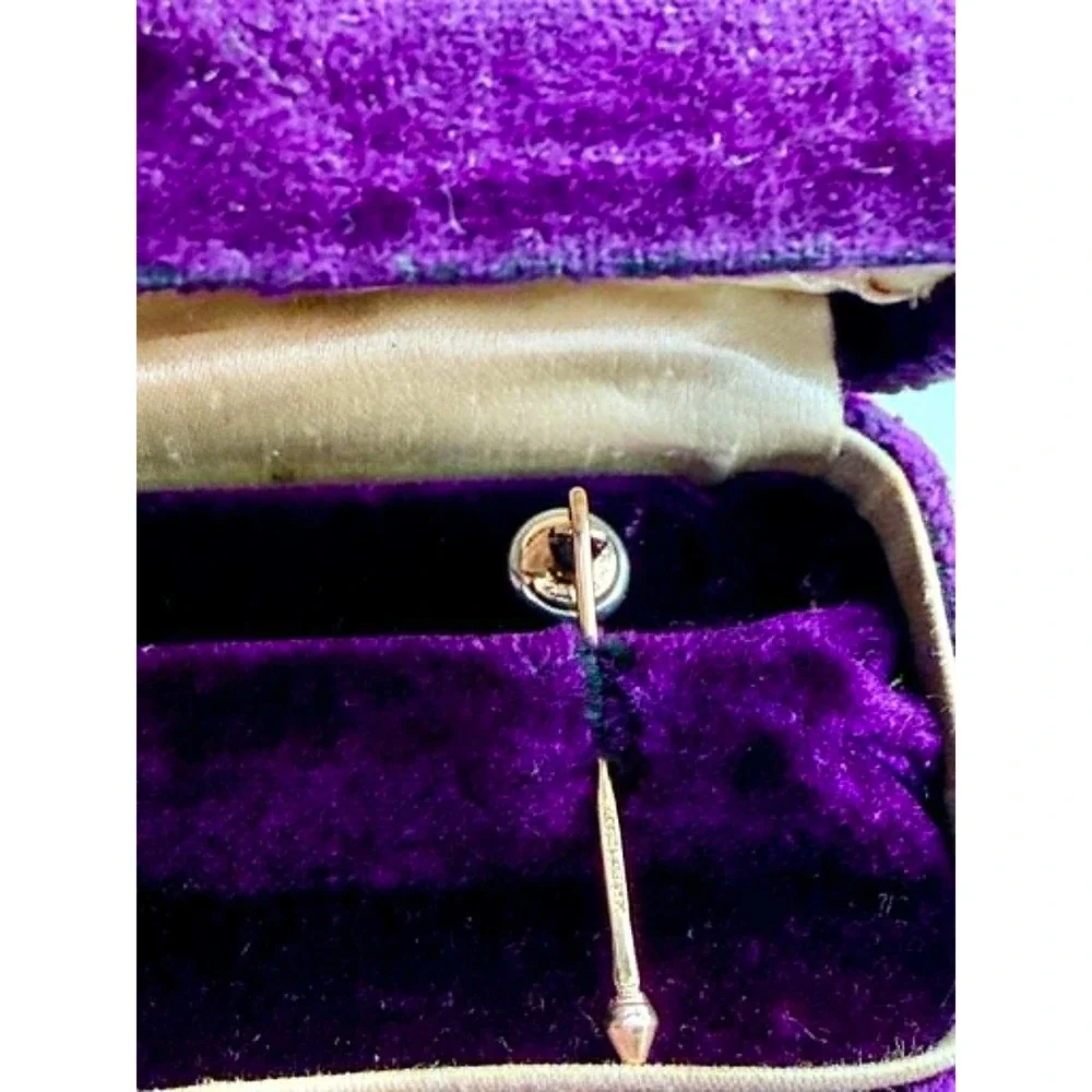 Antique Krementz Tuxedo Shirt Studs 1920s MOP Enamel O.C. Stegmaier Velvet Box